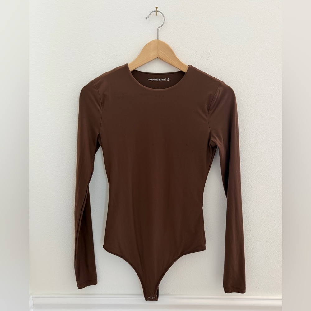 Abercrombie & Fitch Chocolate Brown Long Sleeve Thong Stretch Bodysuit - Small